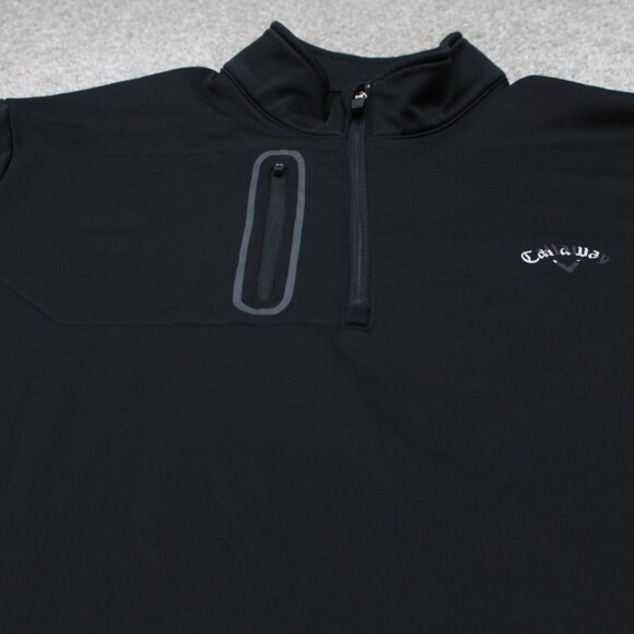 Callaway Sweatshirt Mens XL Black 1/4 Zip 100% Polyester Long Sleeve Pullover - Picture 5 of 11